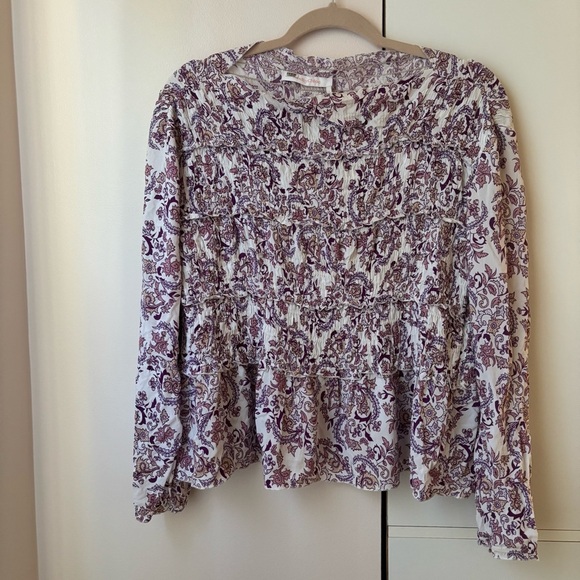 See By Chloe Paisley Smocked Blouse - Purple and White - Picture 3 of 9